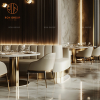 Ensemble de mobilier pour café, restaurant, table ronde en marbre et chaise en tissu avec banquette pour restaurant