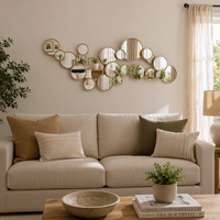 Miroir mural pour la décoration de la maison, décoration intérieure moderne, accent pour la maison, 86,36*4,45*31,12CM, miroir mural en métal doré pour le salon