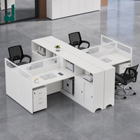 Poste de travail en T/F pour 2 à 6 personnes, bureau d'angle pour comptabilité et informatique, table de bureau blanche