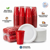 Gobelets et assiettes en plastique de qualité supérieure, résistants à l'eau, sans BPA, écologiques, jetables, classiques, pour les mariages, les banquets, les traiteurs et les fêtes