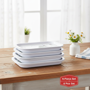 ถาดโลหะสี่เหลี่ยม6ชิ้นชุด160x350มม. ดีไซน์ A101ดอกไม้ฤดูใบไม้ผลิ - Product Image 3
