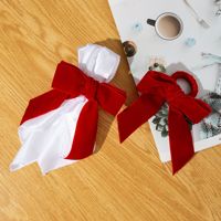 Grenzüberschreitendes Neues Produkt Weihnachts-Schleifenknoten Serviettenringe im Westlichen Stil aus Samt Rot Grün Serviettenclips Großhandel
