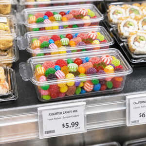 Wholesale RPET Tamper Evident <b>Clear</b> Hinged Clamshell Packaging <b>Box</b> Food Grade Transparent for Dessert Candy Snack - Product Image 4