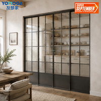 Porte coulissante intérieure à 4 panneaux, porte en verre synchronisée, taille personnalisée, promotion de septembre pour les projets