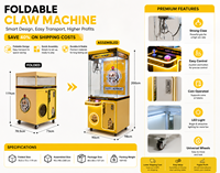 Machine à griffes pliable pour jouets en peluche, jeu d'arcade, économique pour les frais de transport, installation facile, haute rentabilité