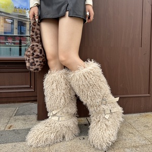 Thick-soled snow <b>boots</b> Y2K Punk Faux Mongolia Fur <b>Boots</b> Winter Fashion Plush Warm Snow <b>Boots</b> for Women - Product Image 4