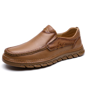 Zapatos Casuales de Hombre, Cómodos, de Primera Capa de Piel Vacuna, Transpirables, Cosidos a Mano, Estilo Slip-On - Product Image 5