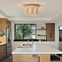 Plafonnier Bohème en Perles de Bois Naturel, Luminaire Encastré Style Américain et Européen pour Chambre, Restaurant et Crèche (Vente en Gros)