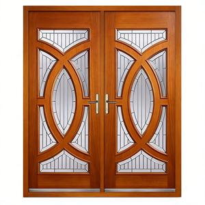 Porte d'entrée moderne en bois massif renforcé de fibre de verre, anti-effraction, avec vitrage, pour usage extérieur - Product Image 3