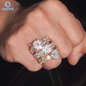 Luxury Wedding Asscher Moissanite Band <b>Iced</b> Out Solid Sterling Silver 925 Hip Hop Jewelry Moissanite Diamond Engagement <b>Ring</b> - Product Image 2