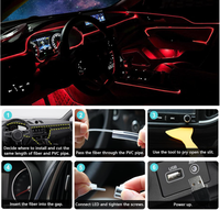 Luces LED para Interior de coche Control de aplicación inalámbrico 5 en 1 Kit de luz ambiental RGB, 16 millones de colores Luces LED de sincronización de música para SUV