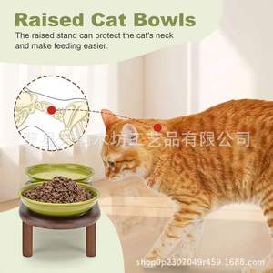 Comedero Doble de Madera para Mascotas, Elevado, para Perros y Gatos, con Forma Ovalada, Protección para la Columna Cervical - Product Image 3