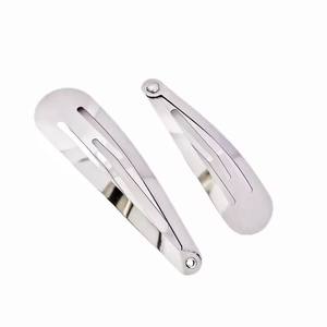 Vente en gros élégante <span class=keywords><strong>pince</strong></span> à <span class=keywords><strong>cheveux</strong></span> mousqueton en acier inoxydable goutte d'eau larme ovale forme rectangulaire <span class=keywords><strong>pince</strong></span> BB mode métal blanc mousqueton uni - Product Image 2