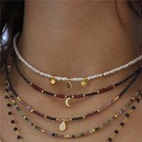 Collar con Colgante de Piedras Preciosas Minimalista Irregular de 18k, Joyería de Piedras Naturales para Mujer