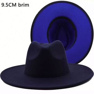 Chapeaux Fedora personnalisés pour femmes et hommes, nouvelle collection automne-hiver, bicolores, à la mode, avec fond rouge, bord large de 9,5 cm, pour les fêtes et les occasions spéciales - Product Image 2