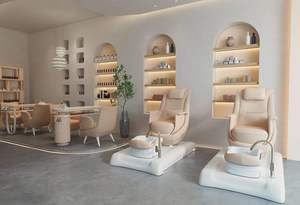 Modern tırnak salonu mobilyası kuaför tasarım masaj koltuğu ile özel tırnak salonu dolabı prim vitrinler - Product Image 3