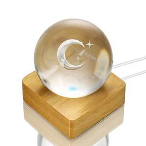 発光クリスタルボールクリスタルボール3Dガラスレーザー刻印ムーンスフィア文鎮クリスタルボールLEDライトベース付き - Product Image 3