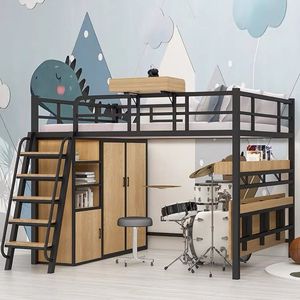 <span class=keywords><strong>Lit</strong></span> mezzanine multifonctionnel <span class=keywords><strong>avec</strong></span> cadre <span class=keywords><strong>en</strong></span> fer épais et <span class=keywords><strong>bureau</strong></span> surélevé pour petits appartements, armoire sous le <span class=keywords><strong>lit</strong></span> - Product Image 3