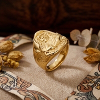 Anillo Camaron De La Isla Flamenco Legend Geprägter Porträt-Siegelring Retro Chicano-Stil Edelstahl Herren Statement-Ring