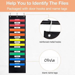 Wall File Organizer 10 Pockets 420D Oxford Waterproof Office <b>Storage</b> Chart Hanging Behind Door Wall Mounted - Product Image 3