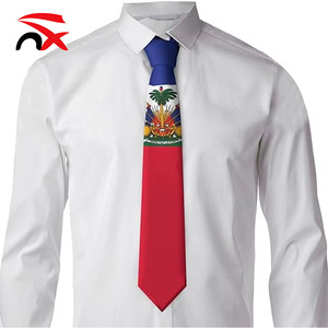 Accessoire <span class=keywords><strong>de</strong></span> mode cadeau d'affaires Polyester <span class=keywords><strong>cravate</strong></span> 145*8cm doux lisse luxe <span class=keywords><strong>drapeau</strong></span> National haïtien <span class=keywords><strong>cravate</strong></span> pour hommes - Product Image 2