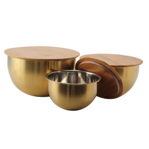 Couvercle en bambou avec anneau en silicone pour ensemble de saladiers hermétiques, bols à mélanger en acier inoxydable plus épais de qualité supérieure - Product Image 4