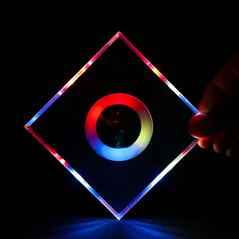 Acrylic Multi-Color Infinity Tunnel LED Drink Coaster Square LED Acrylic Coaster