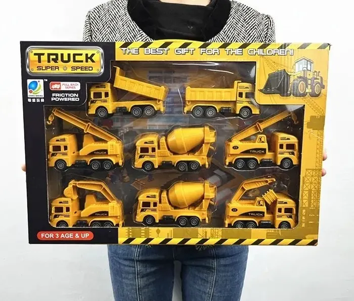 Diskon besar mainan mobil simulasi derek kendaraan, model diecast teknik 8 buah 2024