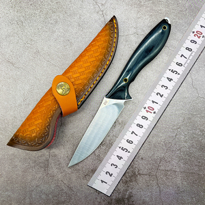 HongRui <span class=keywords><strong>Couteau</strong></span> à lame fixe bricolage personnalisable fait main <span class=keywords><strong>avec</strong></span> lame en acier inoxydable et manche en bois <span class=keywords><strong>avec</strong></span> gaine en cuir - Product Image 4