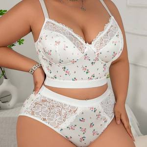 <b>Plus</b> <b>Size</b> Lingerie for Women Ladies Under Wears Sexy Bra and High Waist Full Coverage Panties <b>Bralette</b> Lace Bra Sets - Product Image 6