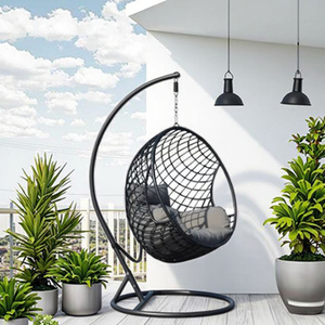 Modern Portable Metal Rattan <b>Egg</b> <b>Chair</b> <b>Outdoor</b> Hanging Patio Swing for Garden Park Hotel Living Room Courtyard Indoor School Use - Product Image 4