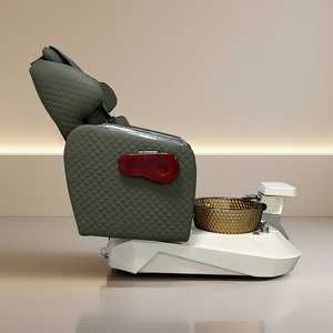 Sillón de Pedicura de Cuero Verde de Lujo con Masaje y Bañera Dorada para Pies para Salón de Uñas y Spa - Product Image 5