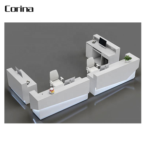 Duponts Corians Đá Nhân Tạo Thiết Kế Hiện Đại Bàn Tiếp Tân Quầy, Bàn Tiếp Tân Trắng Cho Khách Sạn - Product Image 2