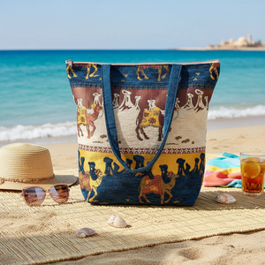 Oriantal árabe bolsa de playa con turco azul oscuro de tela De Turquía - Product Image 3