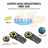 Ampoule LED T10 W5W Canbus 3014 SMD pour éclairage intérieur de voiture, plaque d'immatriculation, 194 18 SMD, sans erreur, lampe de signalisation de stationnement, blanc, DC 12V