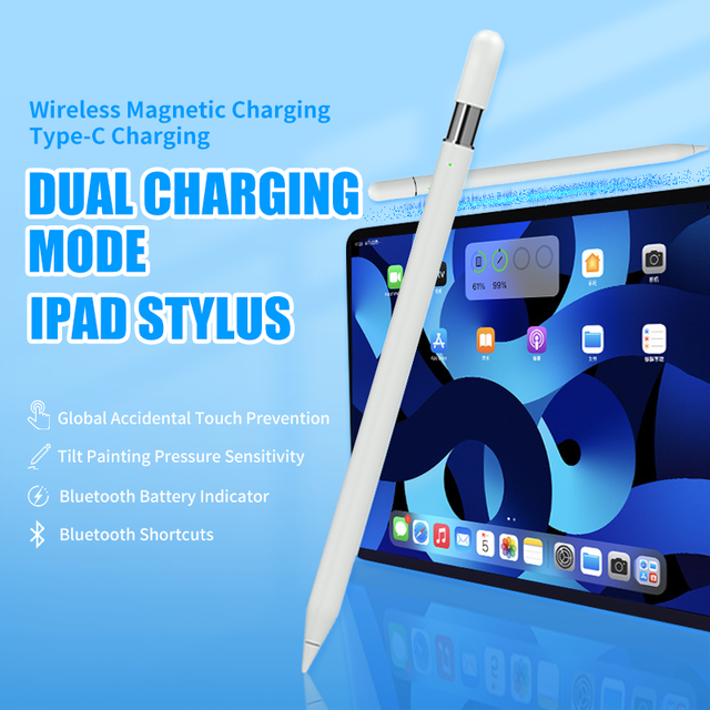 iPad Stylus Pen Magnetic Charging Tilt Pressure Palm Rejection Stylus Pen for Touch Screens Tablets