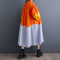 2024 printemps et été nouvelle mode décontracté femmes robe mi-longue taille libre manches lanterne avec couleur assortie Style doux