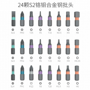 24 en 1 clé à cliquet de type T jeu d'embouts de tournevis de haute qualité S2 tête de lot en acier petite poche ensemble d'outils de réparation domestique - Product Image 3
