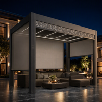 Pergola motorisée en aluminium pour extérieur avec éclairage LED, auvent latéral pour villa privée, cour arrière