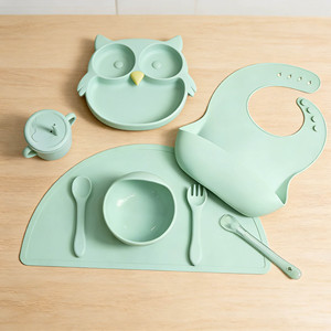 Juego de Vajilla de Silicona para Bebé, Libre de BPA, de Grado Alimenticio, con Babero, Plato con Succión y Mantel Individual, Accesorios para Bebé, Precio de Fábrica - Product Image 1