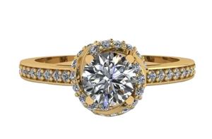 แหวนหมั้นเพชรทองคำ 22K สุดหรูสำหรับผู้หญิง ดีไซน์วงแหวนแบบ Halo สง่างาม ของขวัญเครื่องประดับชั้นดีสำหรับวันครบรอบแต่งงาน - Product Image 1