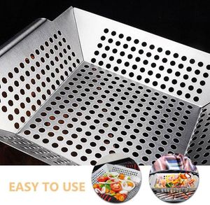 Stainless Steel Heat Resistant Waterproof Grilling <b>Pans</b> <b>Bbq</b> Topper Grill Tray Outdoor Barbecue Accessories Custom - Product Image 3