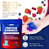 OEM ODM Gummies protéinés végétaliens originaux en sachet, Gummies protéinés pour le fitness et Gummies vitamines C, Gummies protéinés de lactosérum