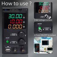 MYAMi 300W 0-30V 0-10A Alimentation de Laboratoire CC Variable de Bureau 30V 10A, Alimentation à Découpage Régulée Ajustable pour Réparation de Téléphones