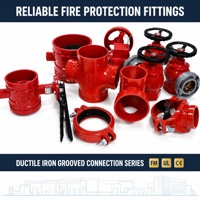 Té égal rainuré en fonte ductile peinte rouge, homologué FM UL, pour système d'incendie par aspersion, DN50 DN300 - Fournisseur