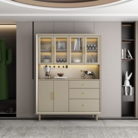 Buffet de cuisine moderne et minimaliste, finition mate, armoire de rangement avec poignées dorées pour salon et couloir