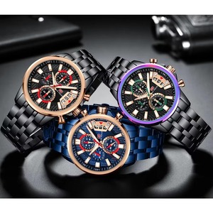Drioshipping Luxury Rainbow Fashion <b>Chronograph</b> Sport Watch for Men Quartz Wristwatches MINI FOCUS Male Clock - Product Image 5