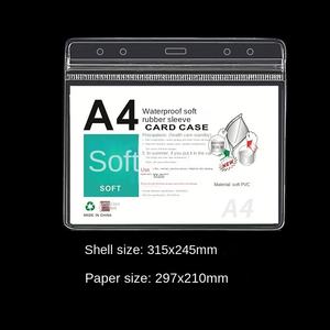 पारदर्शी ए 6 क्षैतिज कार्ड कवर वाटरप्रूफ सॉफ्ट पीसी कार्ड केस सामने की जेब ए 4 लेबल बैग बैज धारक सहायक - Product Image 4