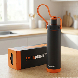 Bouteille d'eau isotherme en acier inoxydable SMILEDRINK anti-fuite avec infuseur à thé et paille en silicone pour le sport et les activités de plein air - Product Image 2