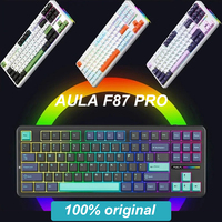 AULA F87Pro V2 Keyboard Gaming Mekanik RGB PBT 87-Tombol USB-C Desktop Berkabel/BT/Nirkabel Tri-Mode Struktur Gasket Dapat Diprogram
